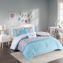 joelle blue twin bedding set   