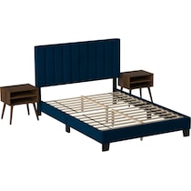 joline blue queen bed and nightstand set   