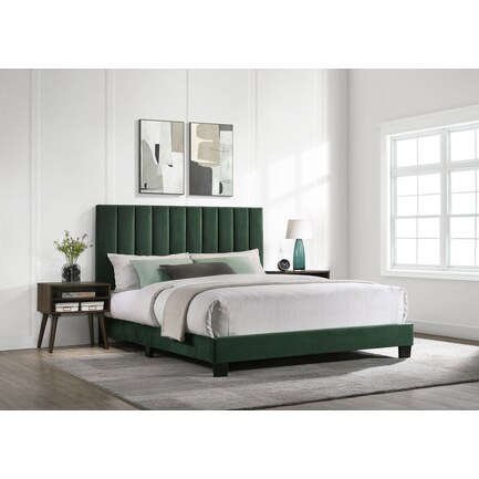 Joline Bed and 2 Nightstands - Green