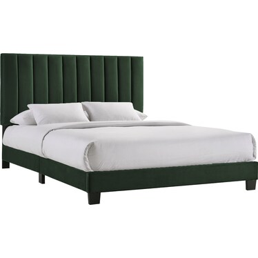 Joline Bed and 2 Nightstands - Green