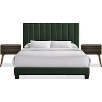 joline green queen bed and nightstand set   