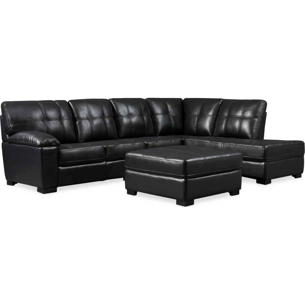jones black  pc sectional and ottoman   