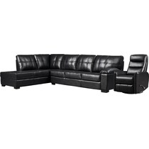 jones black  pc sectional and swivel chair   