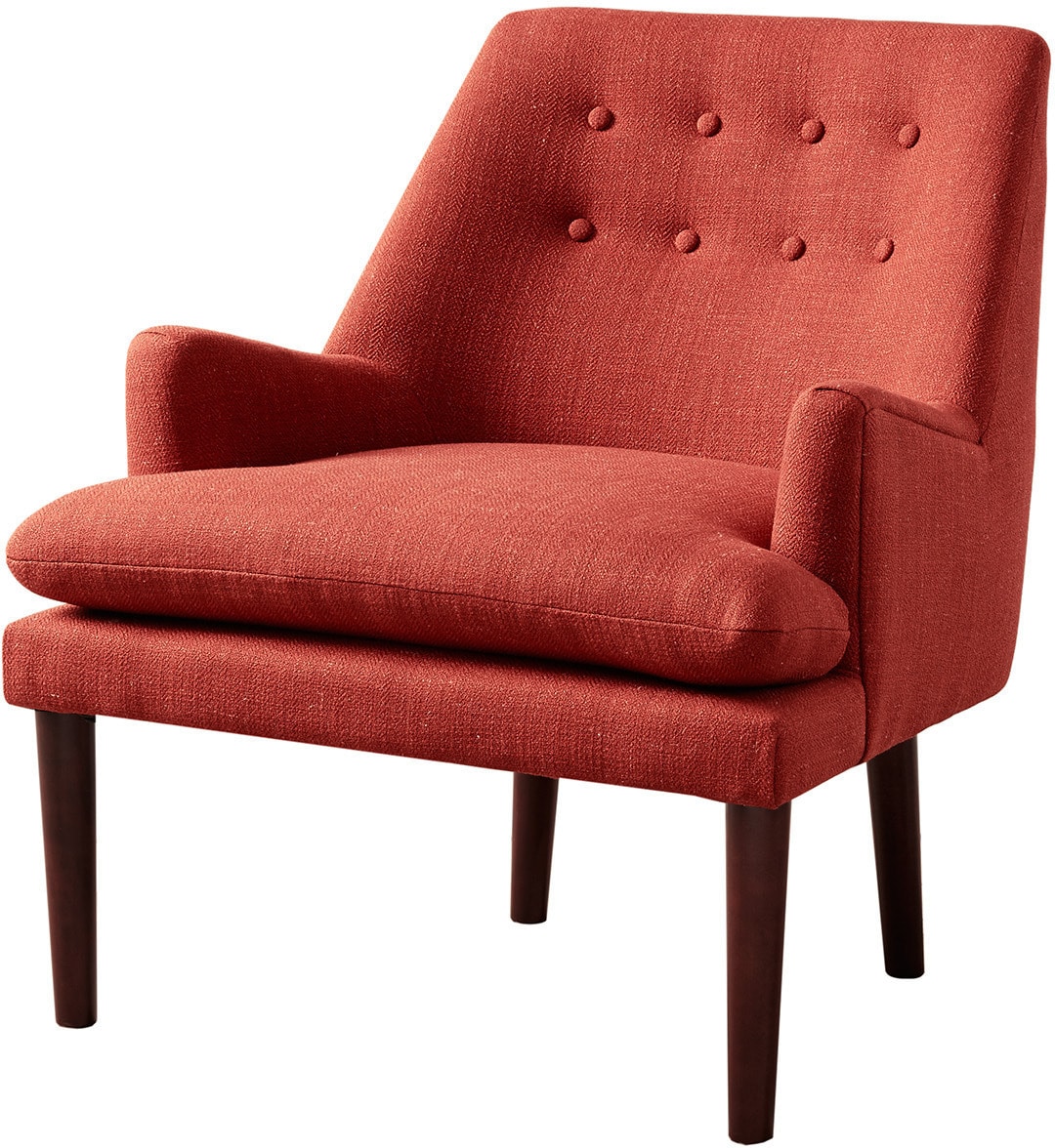 red mid century accent chair