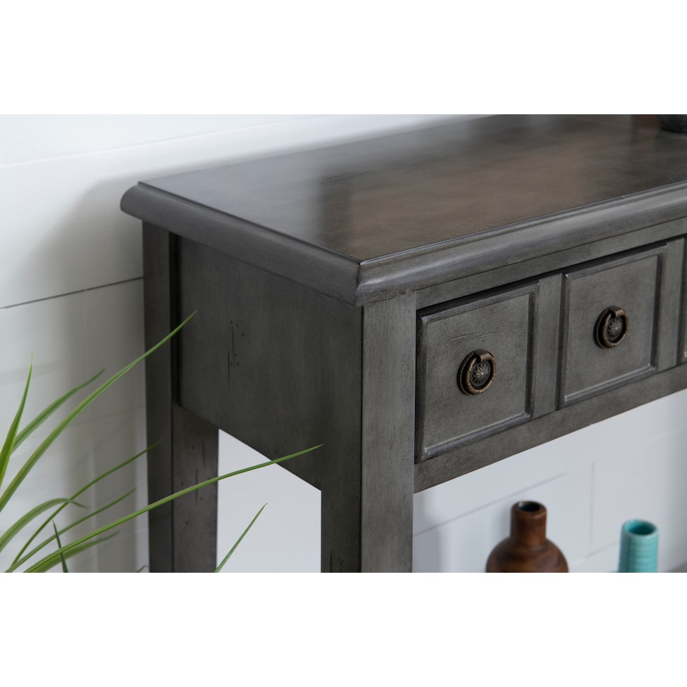 jovie gray console table   