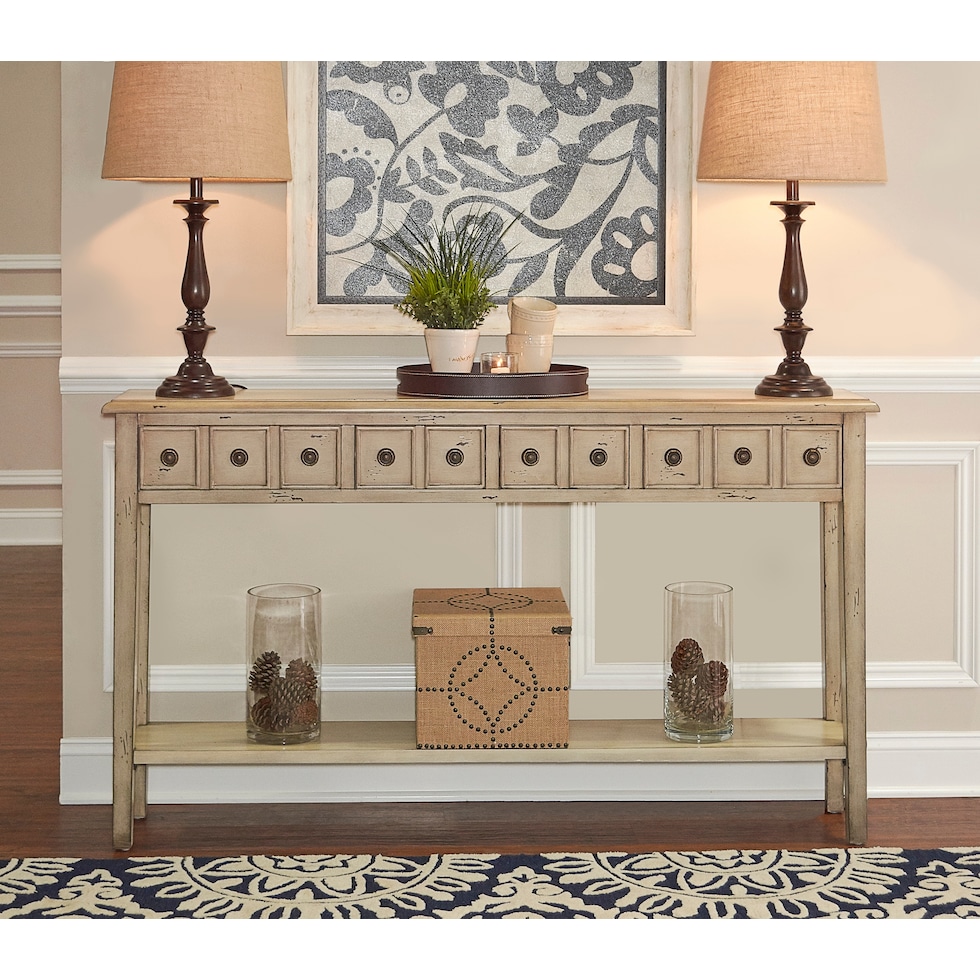 jovie white console table   