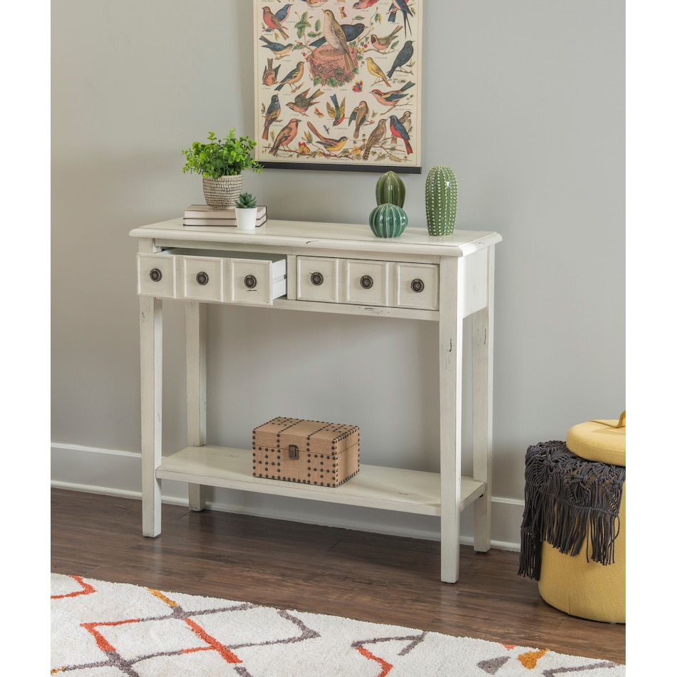 jovie white console table   