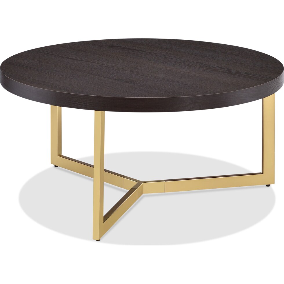 juneau dark brown gold coffee table   