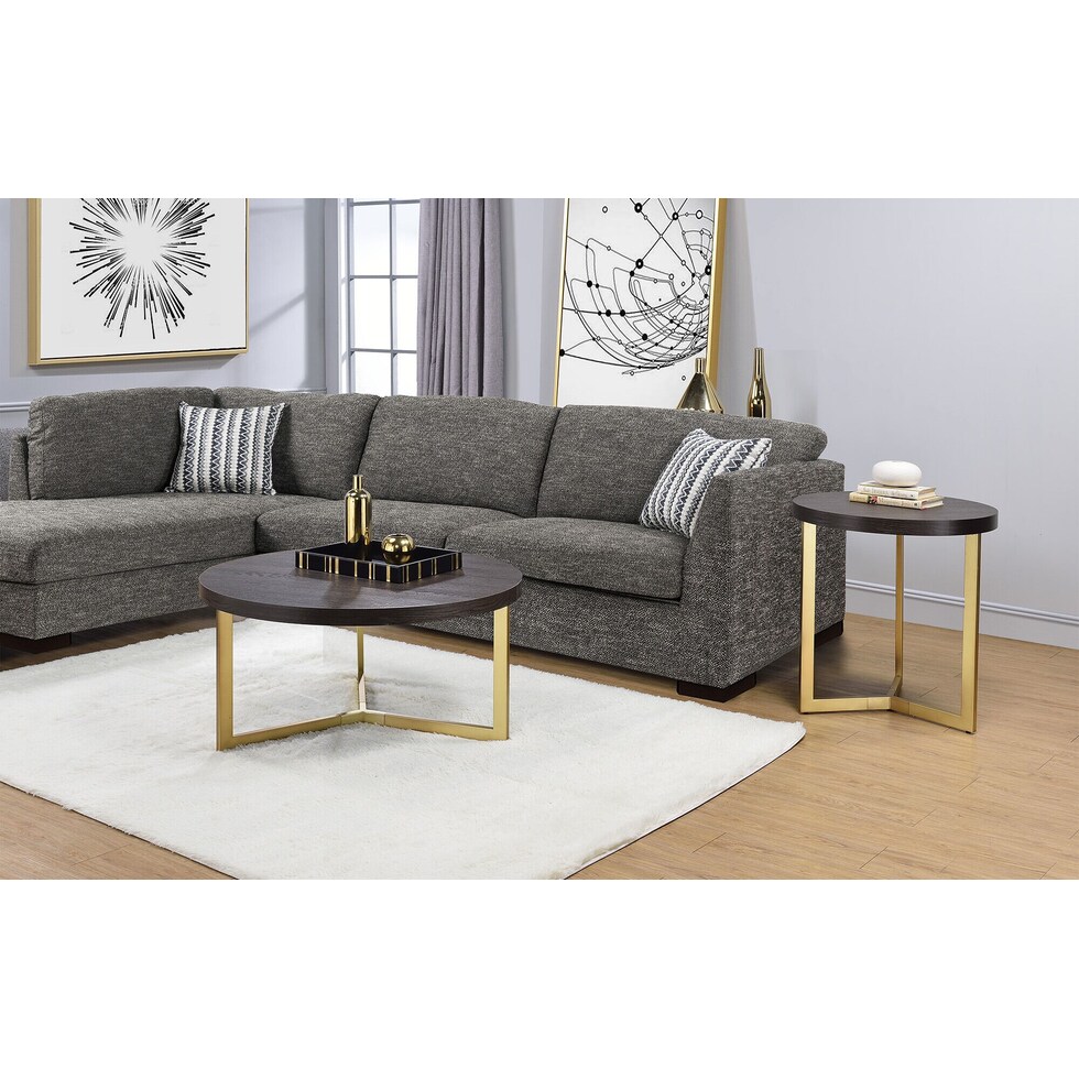 juneau dark brown gold coffee table   