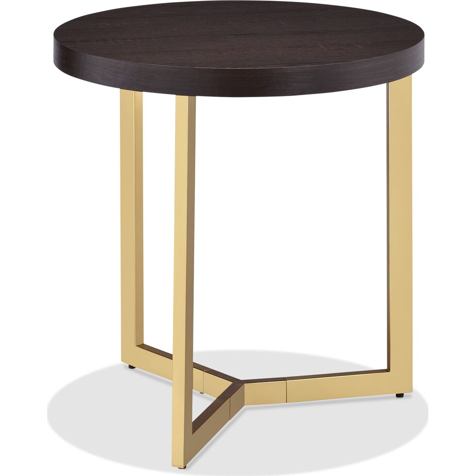 juneau dark brown gold end table   