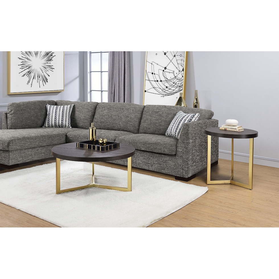 juneau dark brown gold end table   