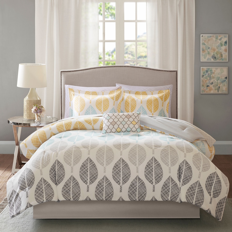 kailani yellow queen bedding set   