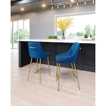 kairo blue gold counter height stool   