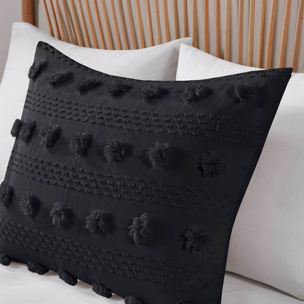 kamila black full queen bedding set   