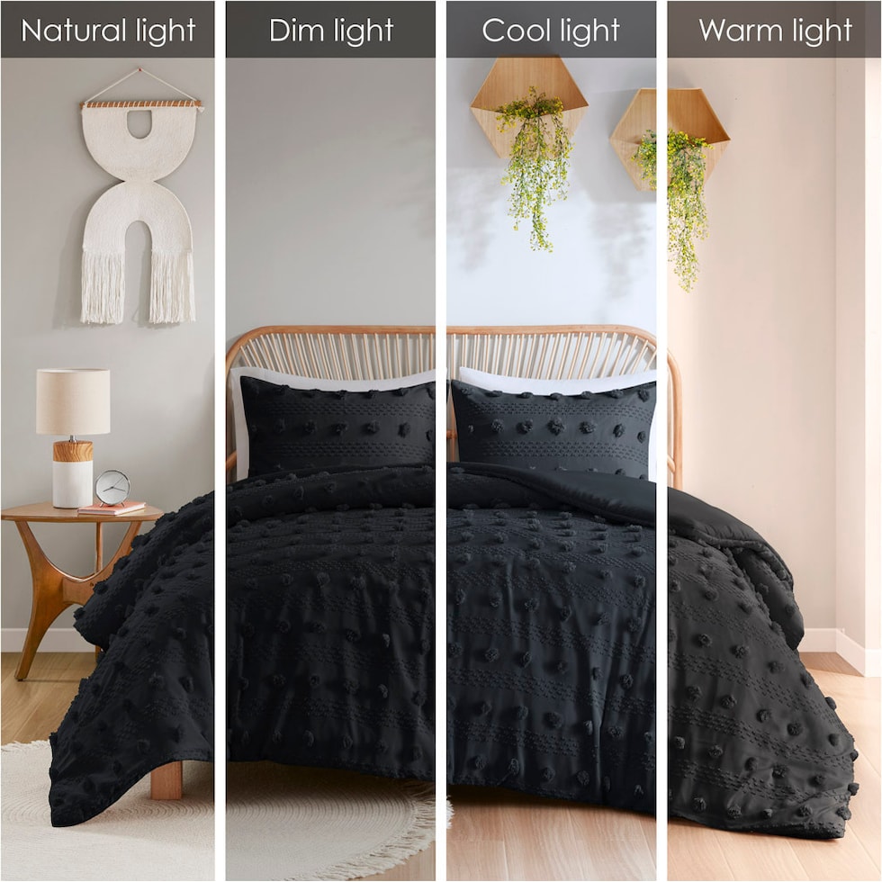 kamila black full queen bedding set   
