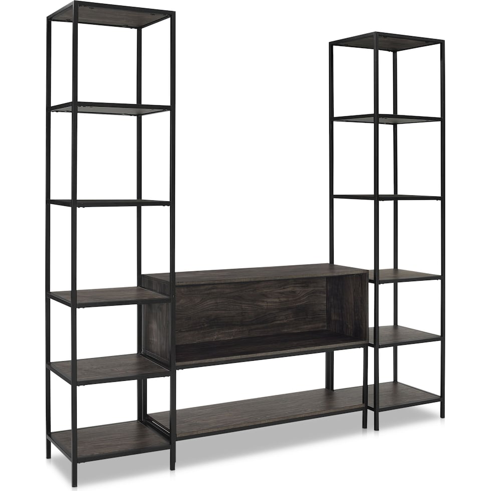 kaplan dark brown entertainment wall unit   