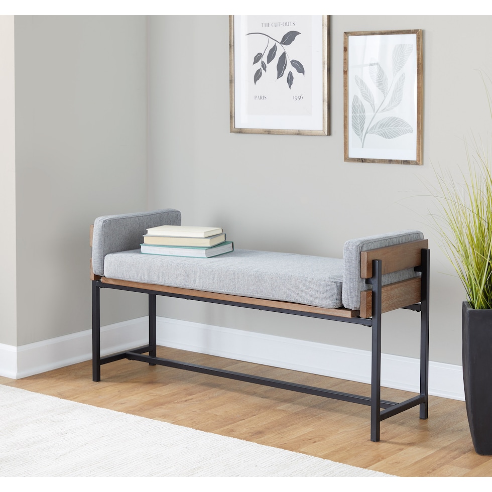 kari light gray brown bench   