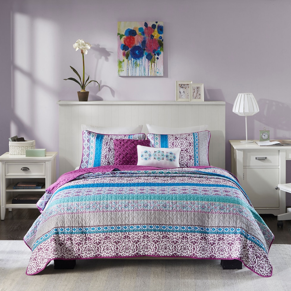 karlie purple twin bedding set   