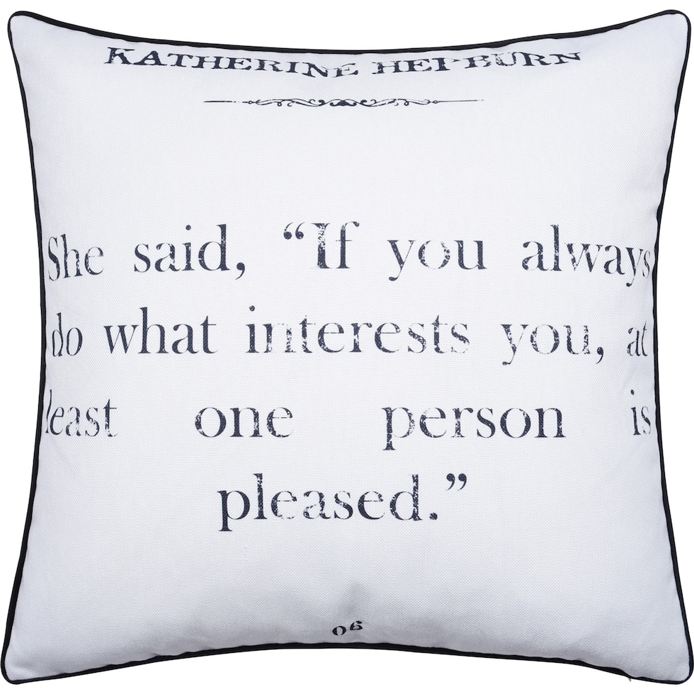 katherin hepburn pillow black white accent pillow   