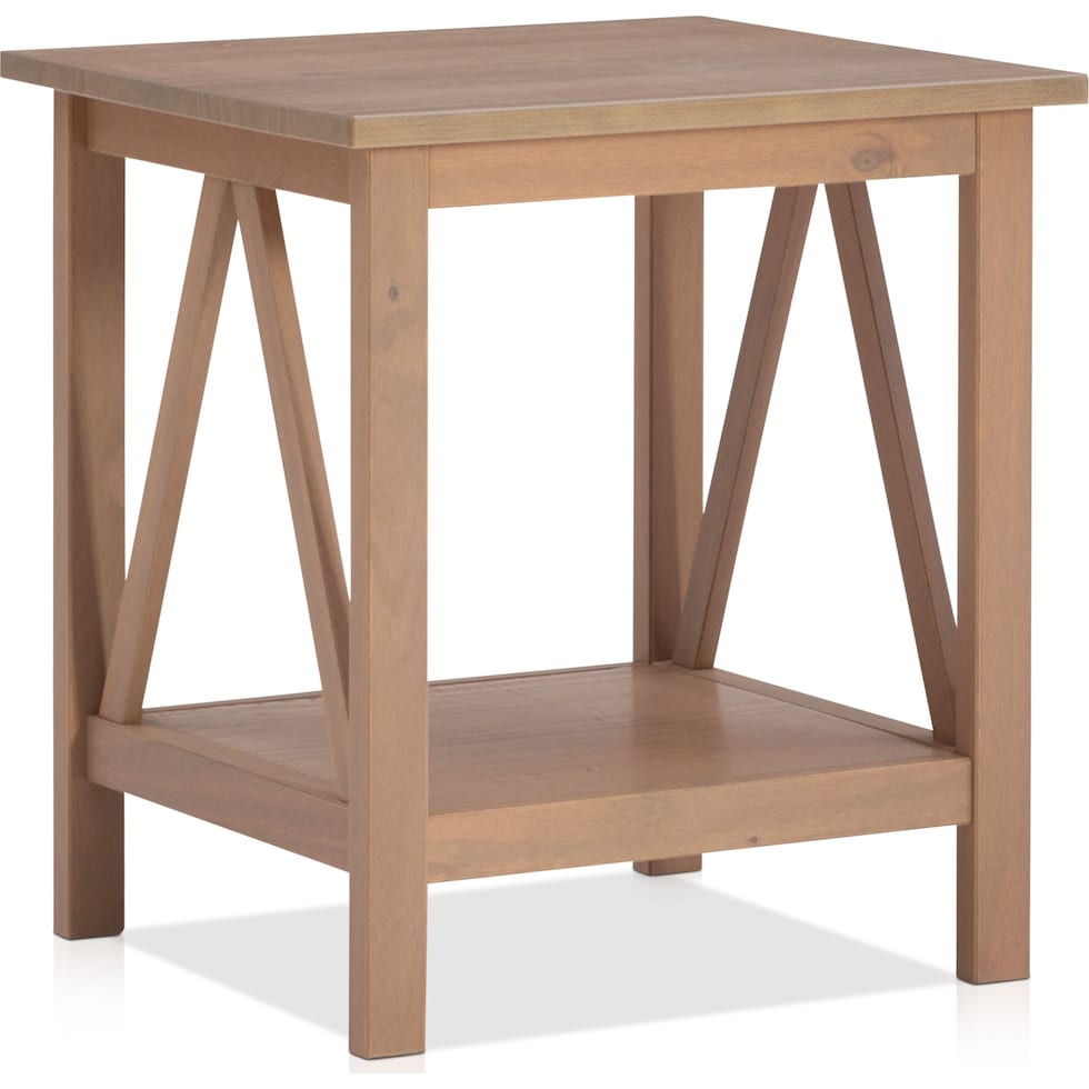 kayden light brown end table   