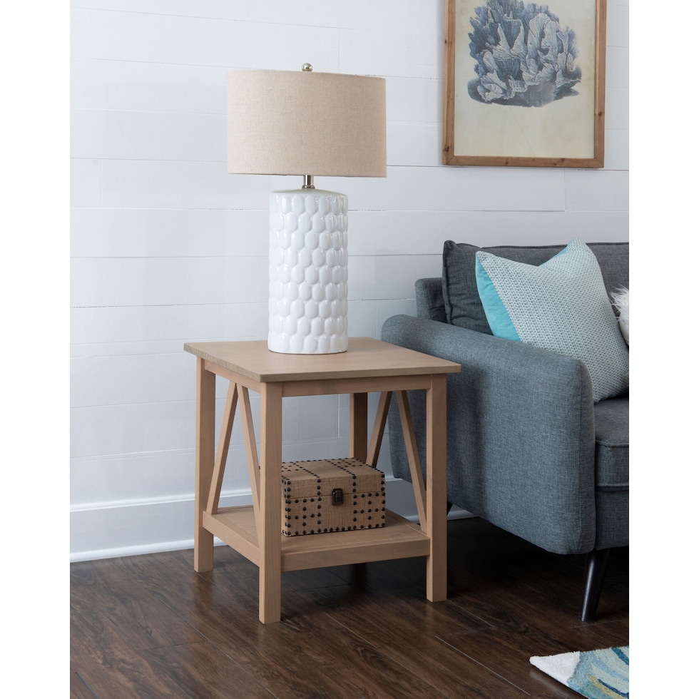 kayden light brown end table   