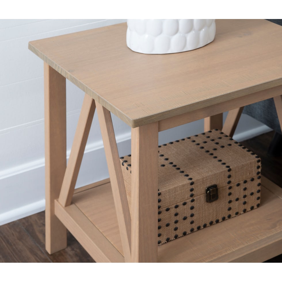 kayden light brown end table   