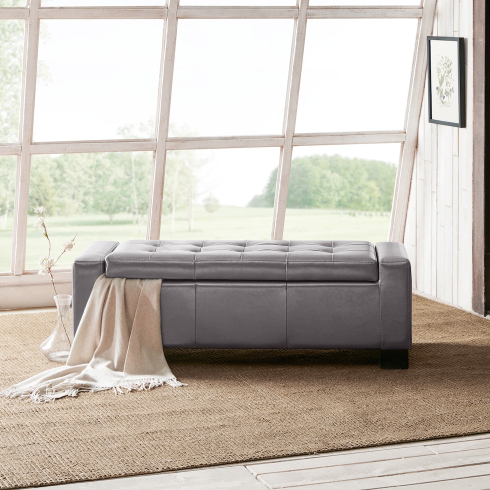 keeley gray storage bench   