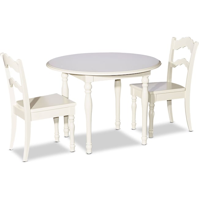 Kids Furniture - Kendall Youth Table and 2 Chairs - White