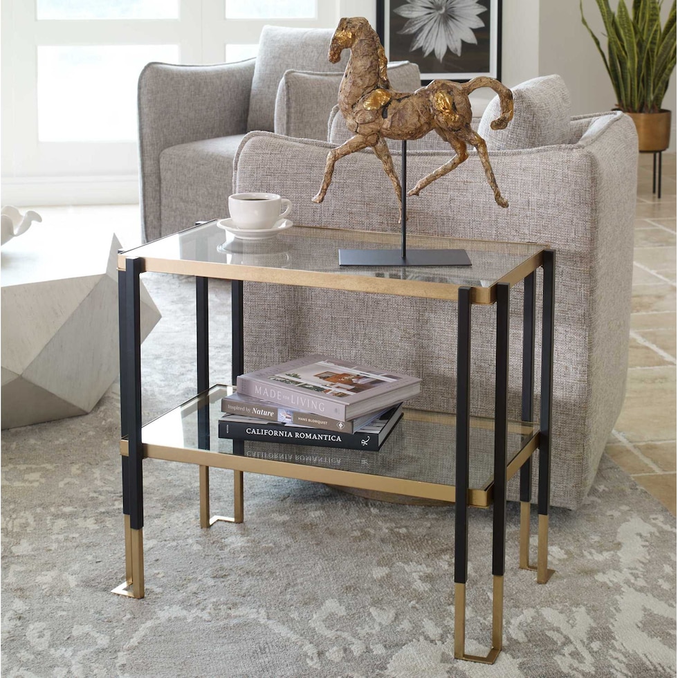 kenney gold black side table   