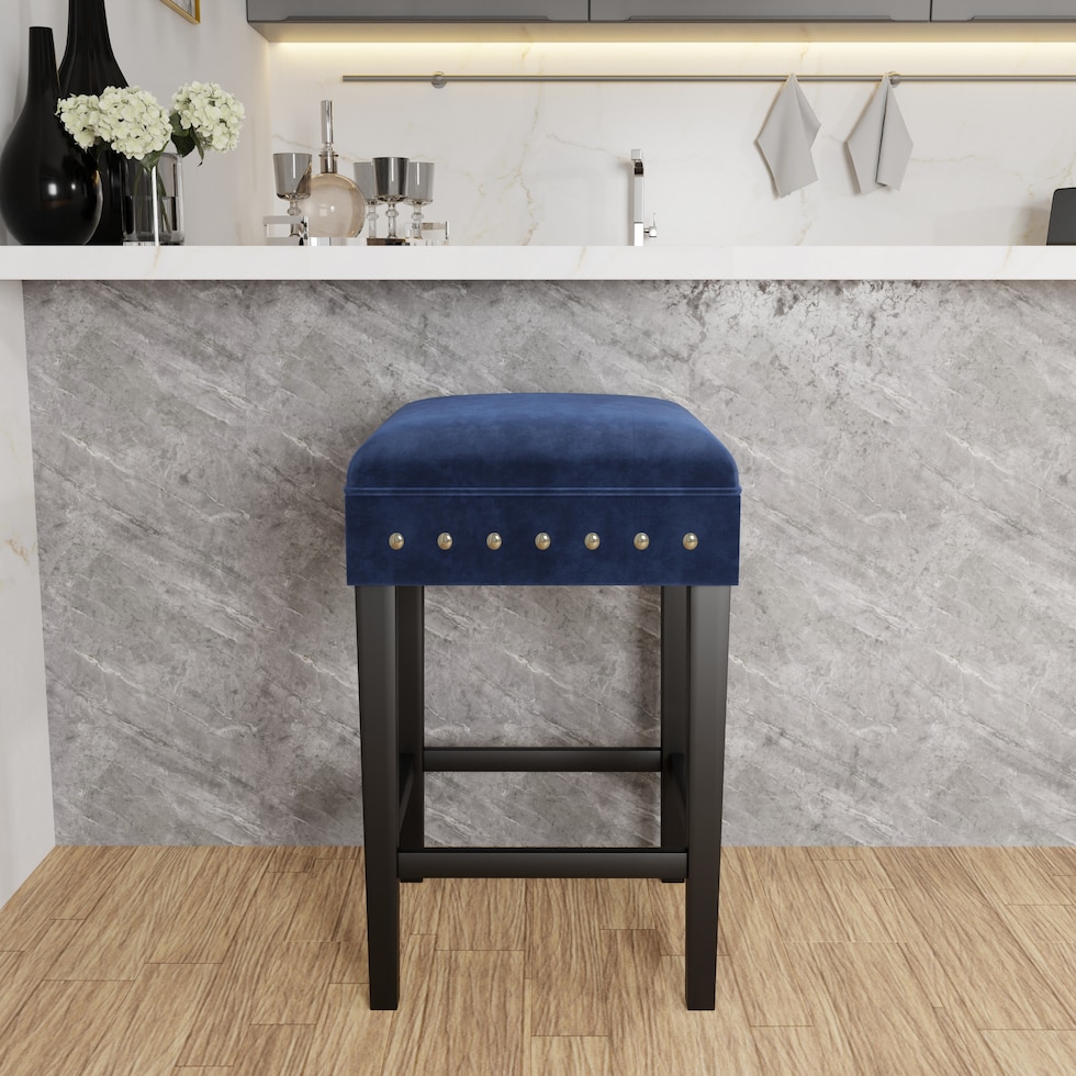 kepler blue and black counter height stool   