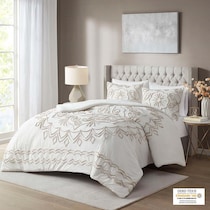 kimbra white taupe full queen bedding set   