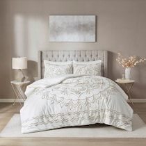 kimbra white taupe full queen bedding set   