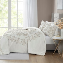 kimbra white taupe full queen bedding set   