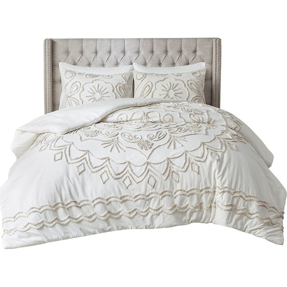 kimbra white taupe full queen bedding set   