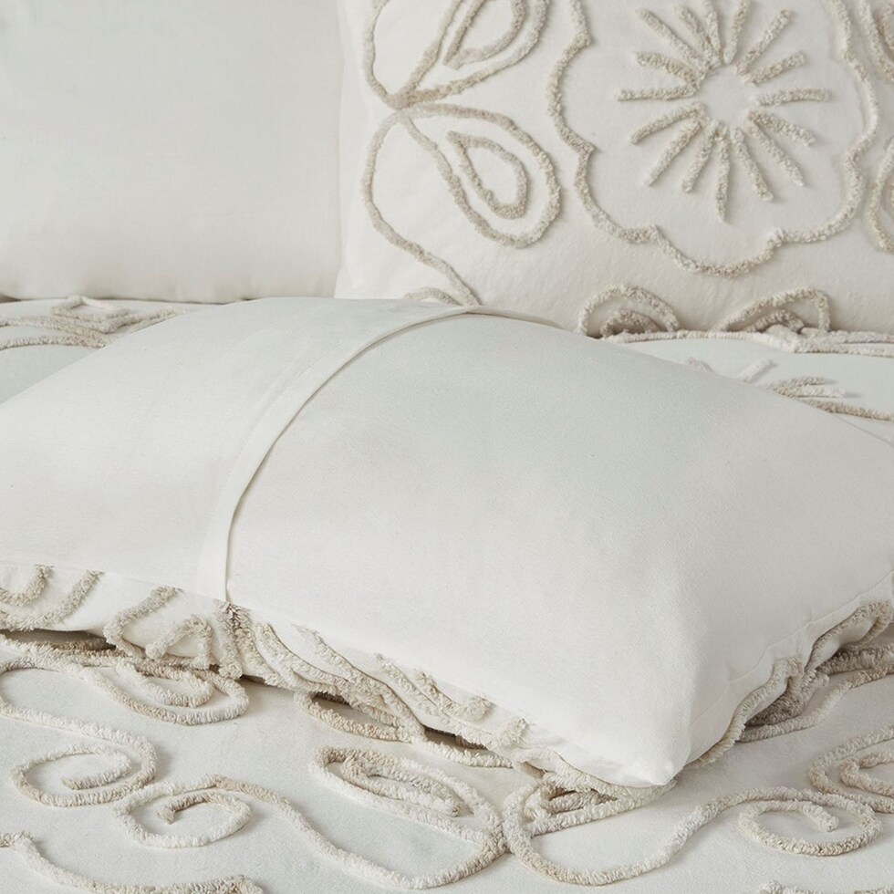 kimbra white taupe full queen bedding set   