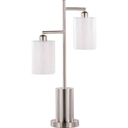 Kirby Table Lamp - White/Nickel