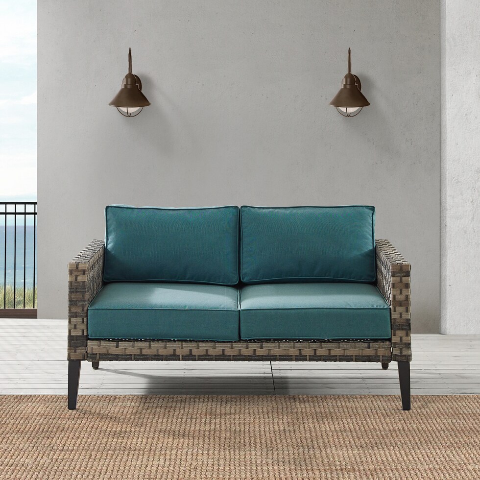 kitty hawk blue outdoor loveseat   