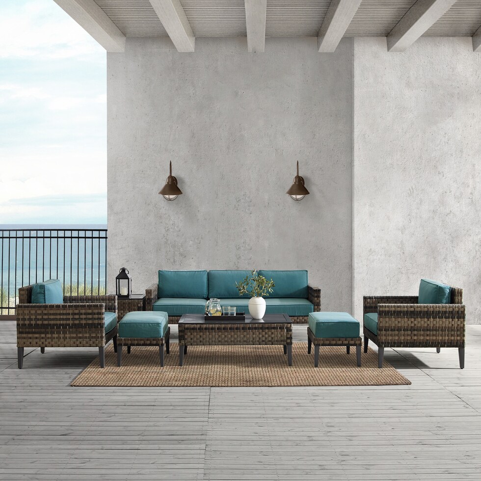 kitty hawk blue outdoor sofa set   