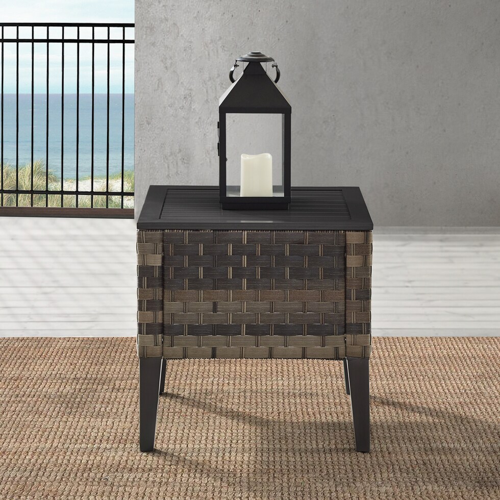 kitty hawk dark brown outdoor end table   