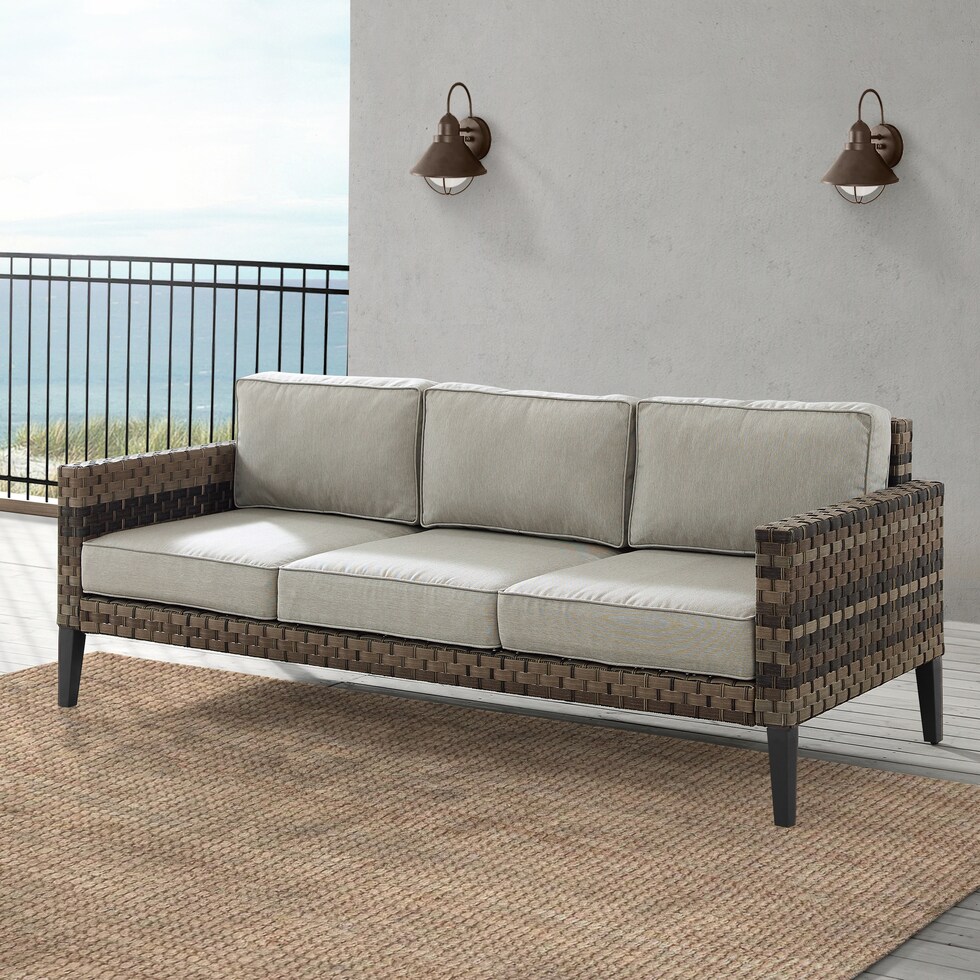 kitty hawk taupe outdoor sofa   
