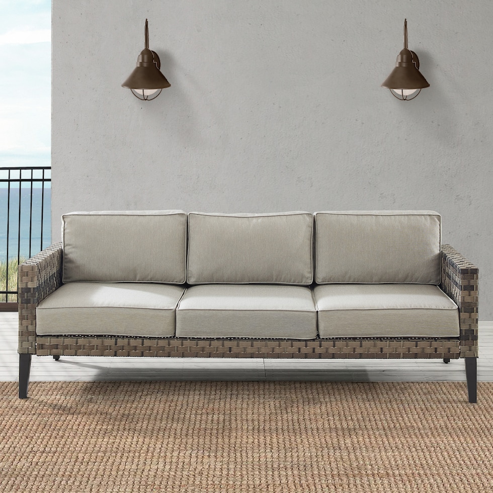kitty hawk taupe outdoor sofa   