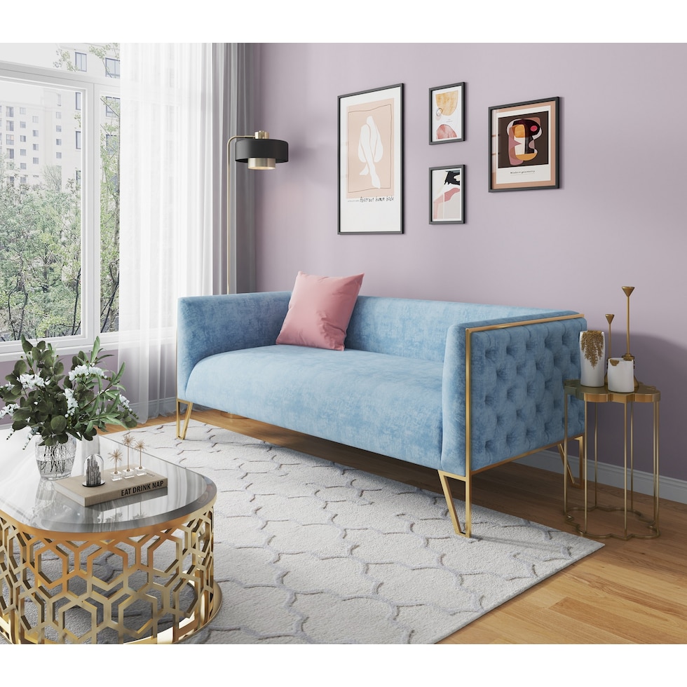 knightley blue gold sofa   