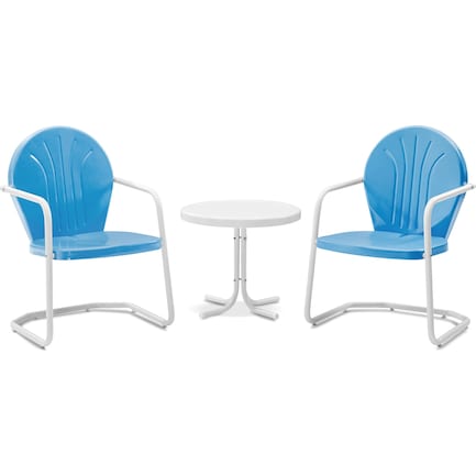 Kona Set of 2 Outdoor Chairs and Side Table - Blue