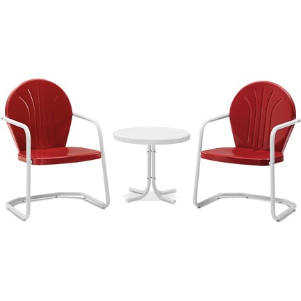 Kona Set of 2 Outdoor Chairs and Side Table - Red
