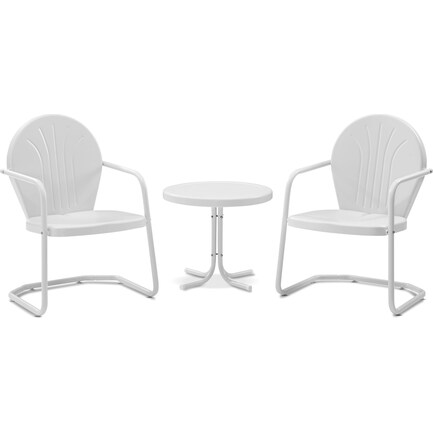 Kona Set of 2 Outdoor Chairs and Side Table - White