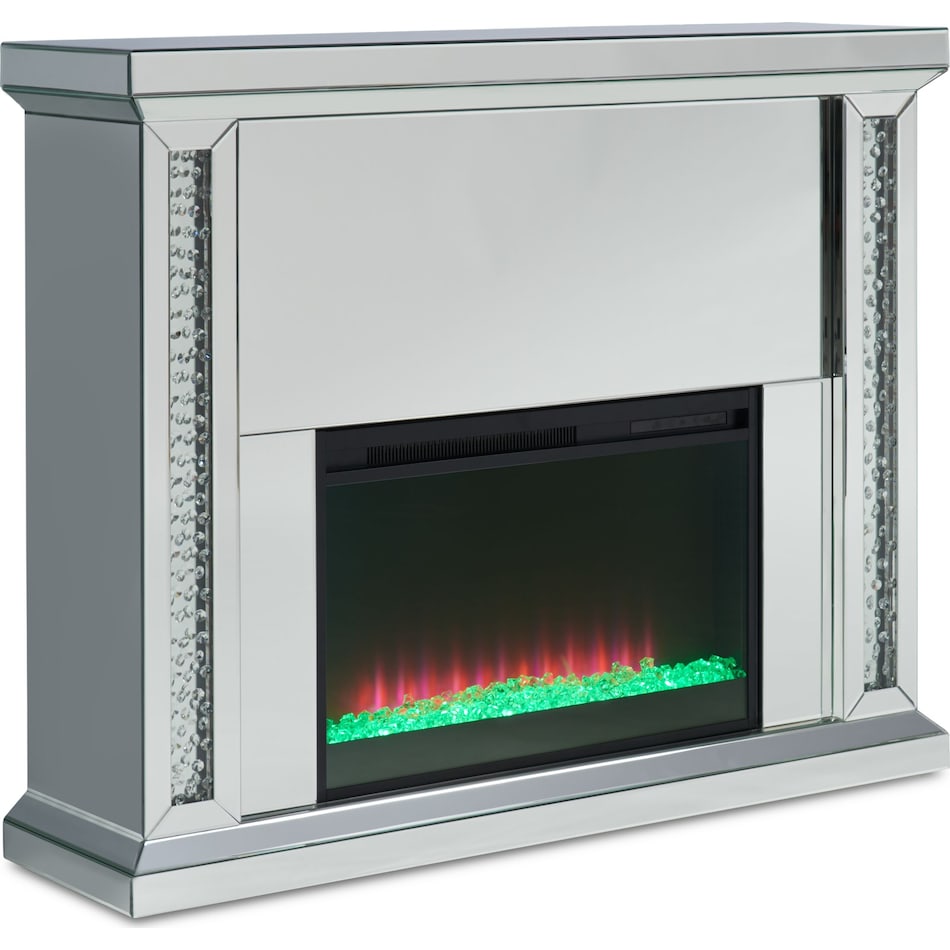krystal silver fireplace tv stand   