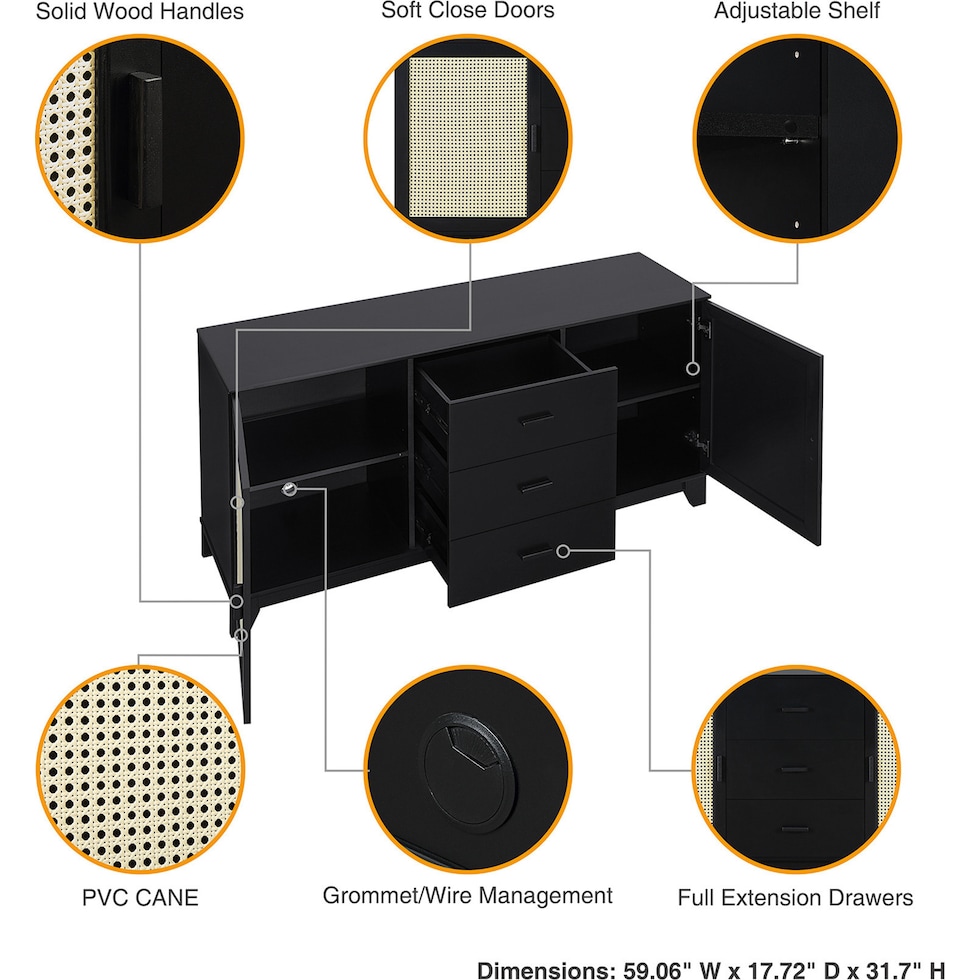 kylian black end table   