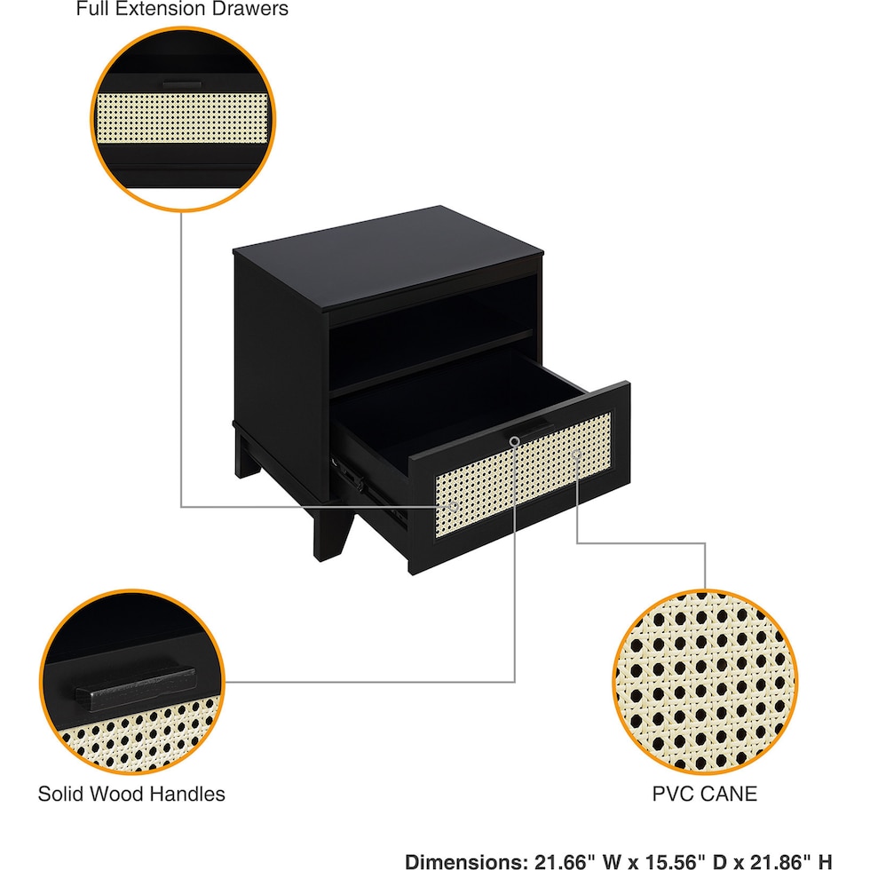 kylian black end table   