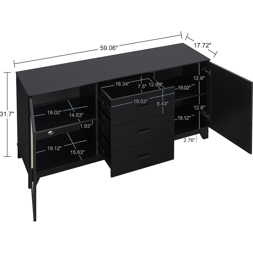 kylian black end table   