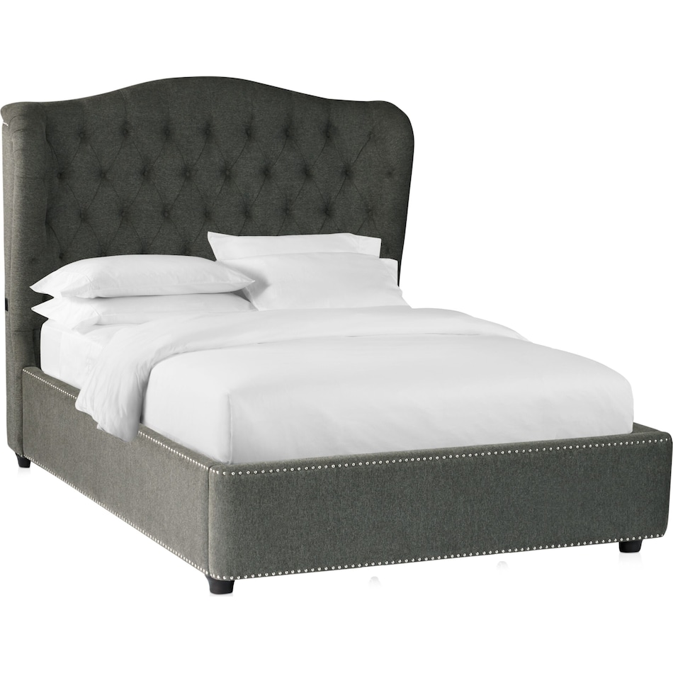 lafayette gray queen upholstered bed   